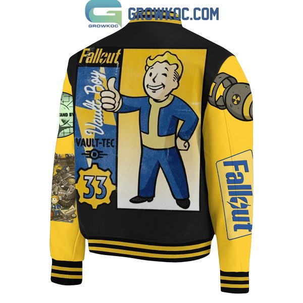 Fallout Vault Boy Vault-Tec Black And Yellow Baseball Jacket