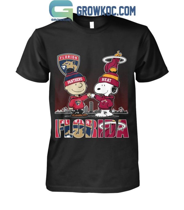 Florida Panthers Miami Heat Snoopy Proud Of State T-Shirt