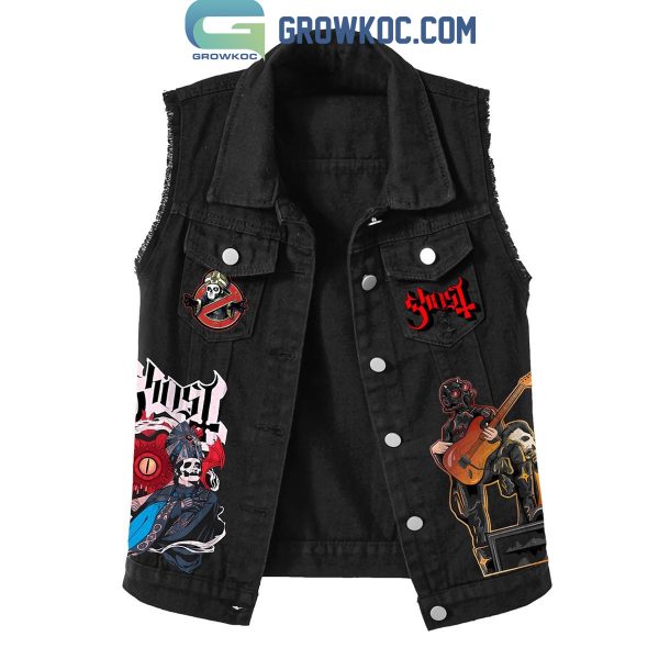 Ghost The World Is On Fire And You Are Here To Stay And Burn With Me Sleeveless Denim Jacket