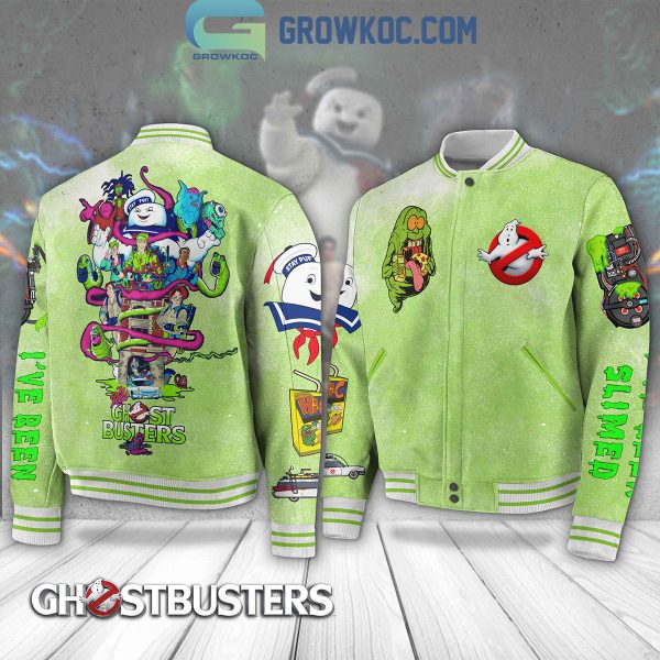 Ghostbusters I’ve Been Slimed Slimer Fan Green Baseball Jacket