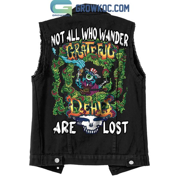 Grateful Dead Not All Who Wander Are Lost Sleeveless Denim Jacket