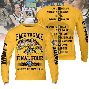 Iowa Hawkeyes Back To Back 2024 Final Four Hoodie Shirts Yellow Design