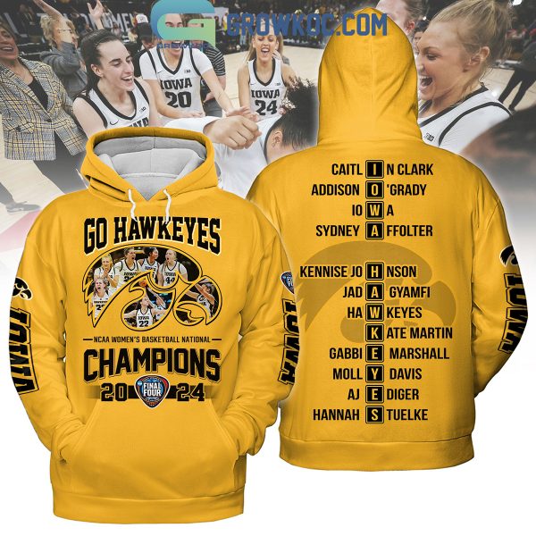 Iowa Hawkeyes NCAA Women’s Basketball National Champions 2024 Let’s Go Hawks Hoodie T Shirt