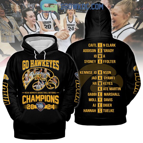 Iowa Hawkeyes NCAA Women’s Basketball National Champions 2024 Let’s Go Hawks Hoodie T Shirt