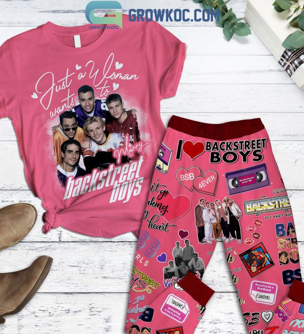 Just A Woman Wants To Marry Backstreet Boys Fleece Pajamas Set Pink Version