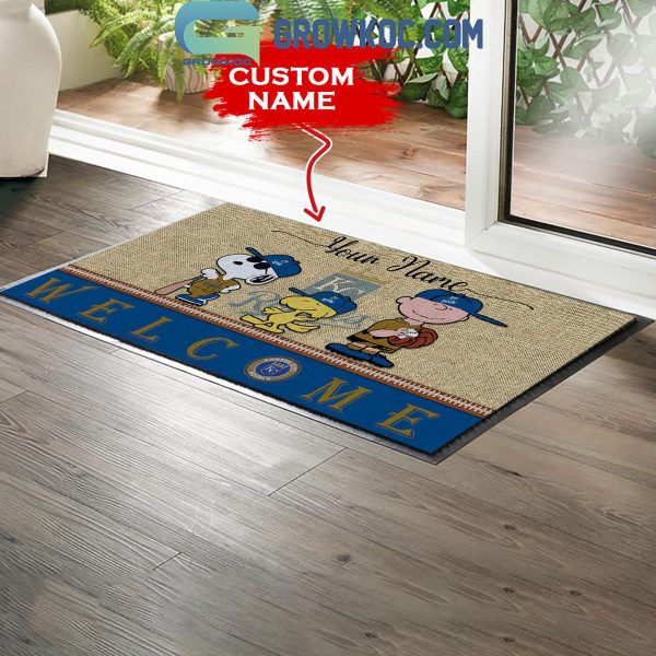 Kansas City Royals  Snoopy Peanuts Charlie Brown Personalized Doormat