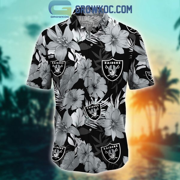 Las Vegas Raiders Tropical Aloha Hibiscus Flower Hawaiian Shirt