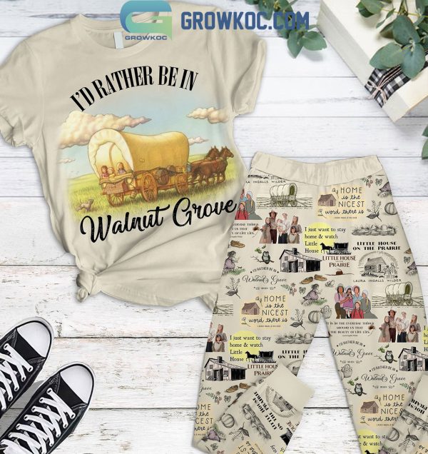 Little House On The Prairie I’d Rather Be In Walnut Grove Fleece Pajamas Set