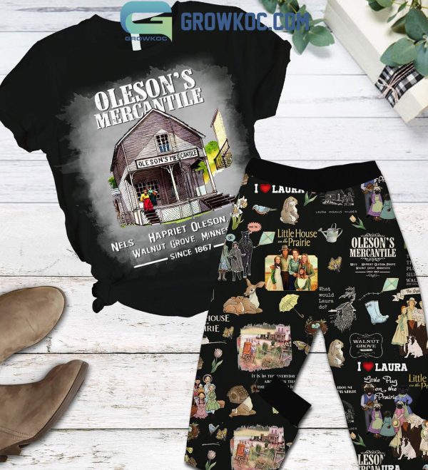 Little House On The Prairie Oleson’s Mercantile Since 1867 Black Version Fleece Pajamas Set