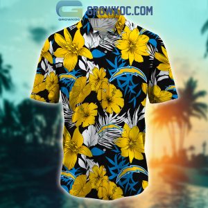 Los Angeles Chargers Tropical Aloha Hibiscus Flower Hawaiian Shirt