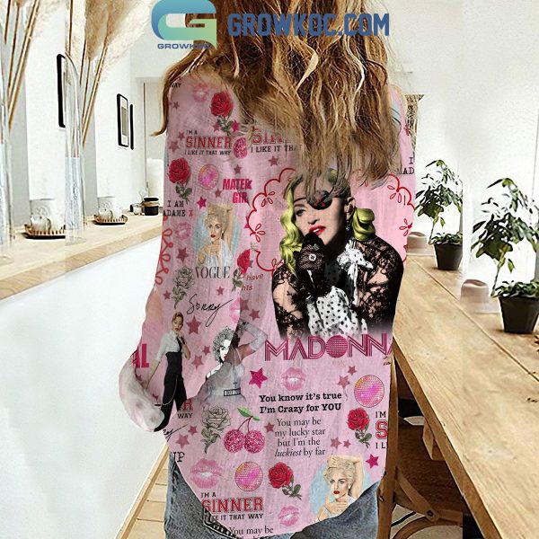 Madonna Material Girl I’m Crazy For You Summer Casual Shirt