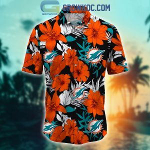 Miami Dolphins Tropical Aloha Hibiscus Flower Hawaiian Shirt