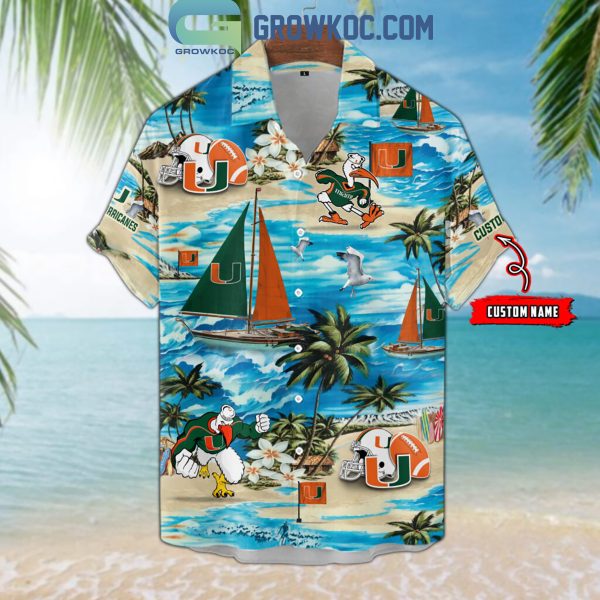 Miami Hurricanes Boat Sailing Personalized Hawaiian Shirts