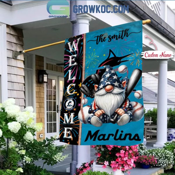 Miami Marlins Happy 4th Of July Independence Day Personalized House Garden Flag