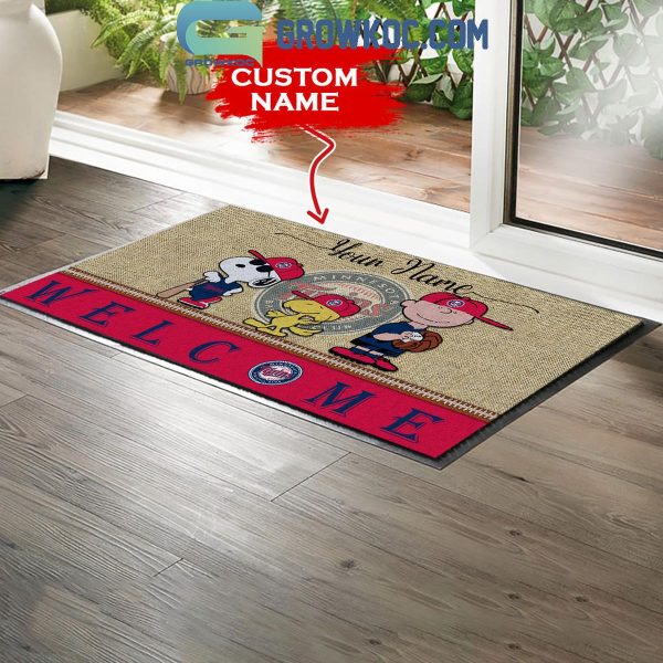 Minnesota Twins Snoopy Peanuts Charlie Brown Personalized Doormat