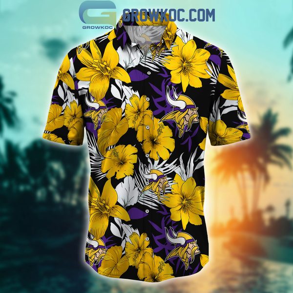 Minnesota Vikings Tropical Aloha Hibiscus Flower Hawaiian Shirt