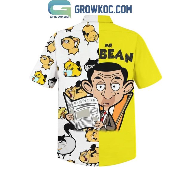 Mr. Bean And His Scrapper Cat Funny Animation Fan Hawaiian Shirts