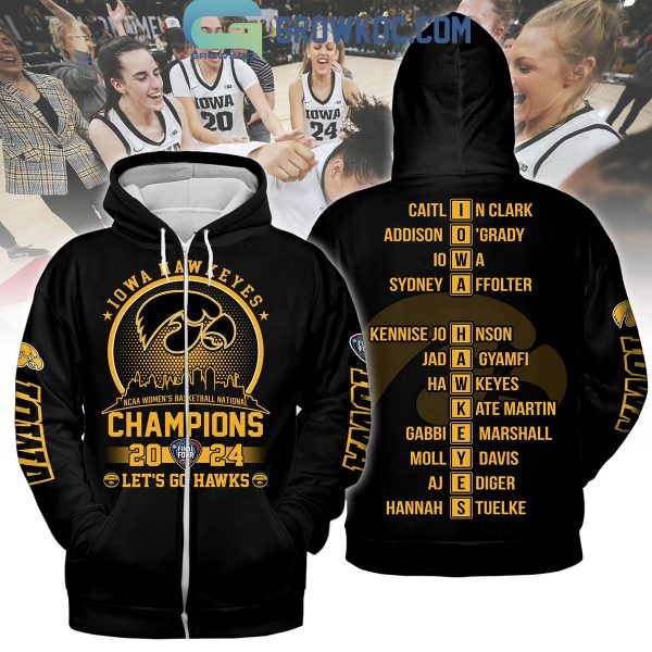 NCAA Women’s Basketball National Champions 2024 Iowa Hawkeyes Hoodie T Shirt