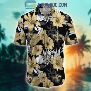 New Orleans Saints Tropical Aloha Hibiscus Flower Hawaiian Shirt
