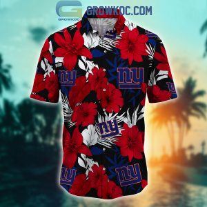 New York Giants Tropical Aloha Hibiscus Flower Hawaiian Shirt