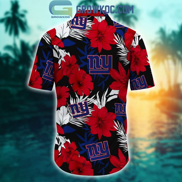 New York Giants Tropical Aloha Hibiscus Flower Hawaiian Shirt