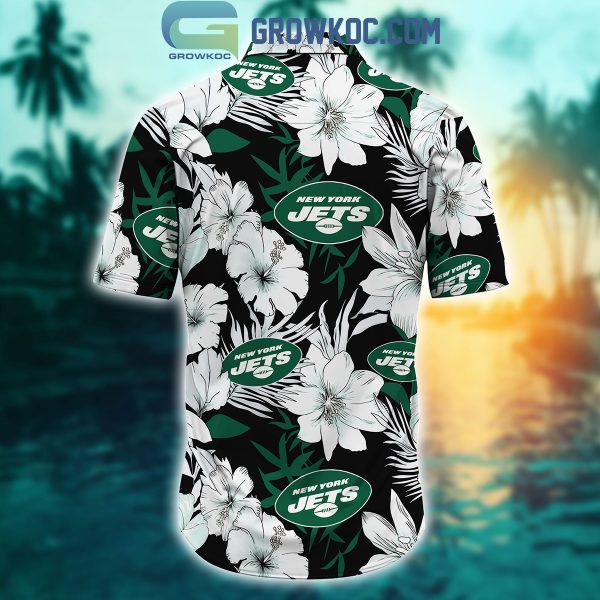 New York Jets Tropical Aloha Hibiscus Flower Hawaiian Shirt