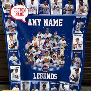 New York Mets Baseball Legends Collection Personalized Fleece Blanket Quilt