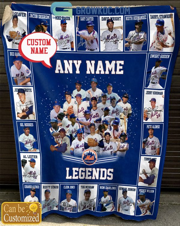 New York Mets Baseball Legends Collection Personalized Fleece Blanket Quilt