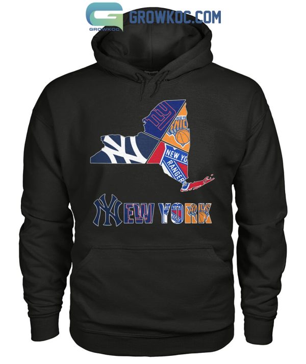 New York Rangers New York Giants New York Yankees Proud Fan T-Shirt