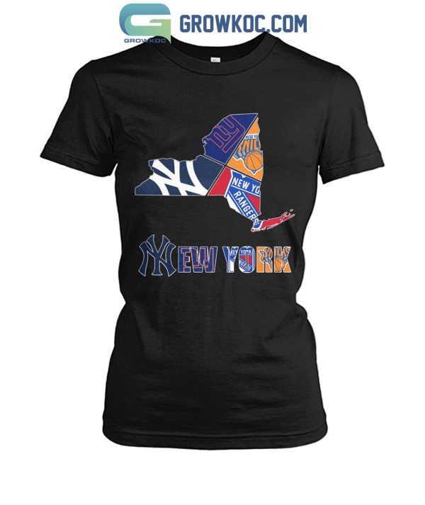 New York Rangers New York Giants New York Yankees Proud Fan T-Shirt