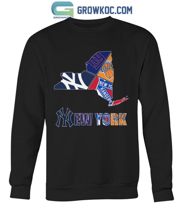 New York Rangers New York Giants New York Yankees Proud Fan T-Shirt