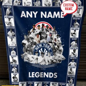 New York Yankees Baseball Legends Collection Personalized Fleece Blanket Quilt