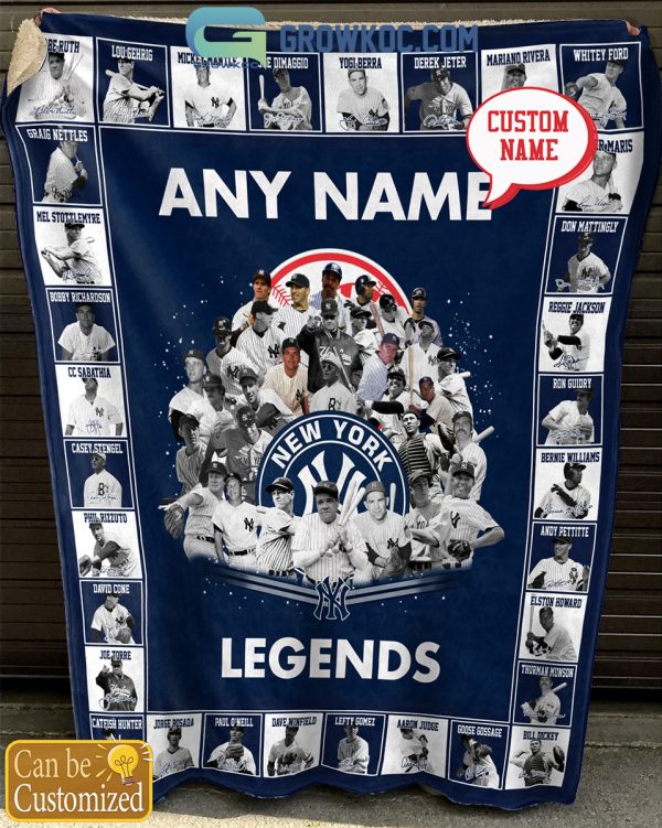 New York Yankees Baseball Legends Collection Personalized Fleece Blanket Quilt