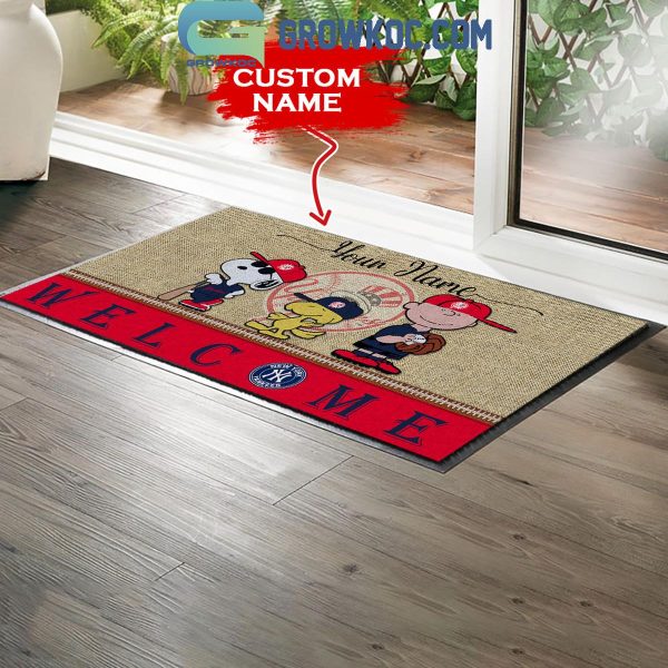 New York Yankees Snoopy Peanuts Charlie Brown Personalized Doormat