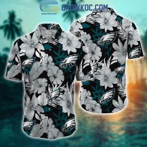 Philadelphia Eagles Tropical Aloha Hibiscus Flower Hawaiian Shirt