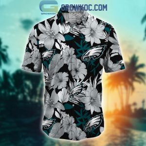 Philadelphia Eagles Tropical Aloha Hibiscus Flower Hawaiian Shirt