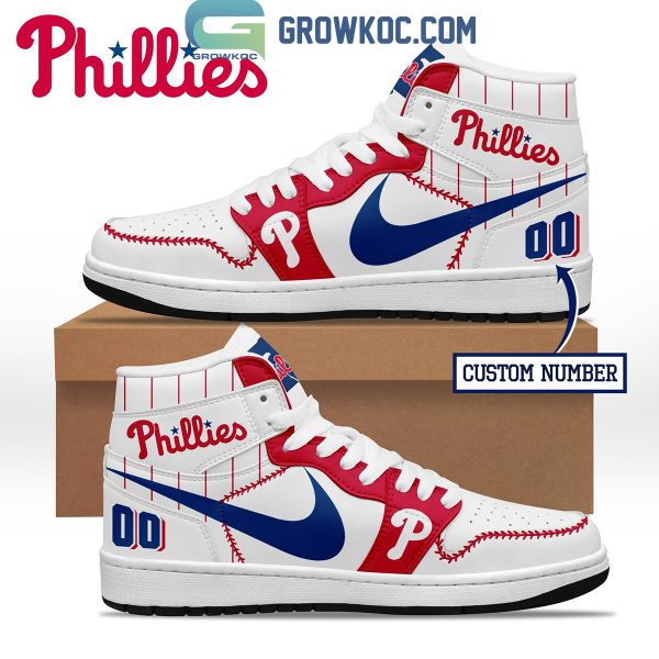 Philadelphia Phillies Baseball Team Love White Personalized Air Jordan 1 Shoes