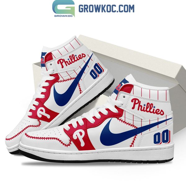 Philadelphia Phillies Baseball Team Love White Personalized Air Jordan 1 Shoes