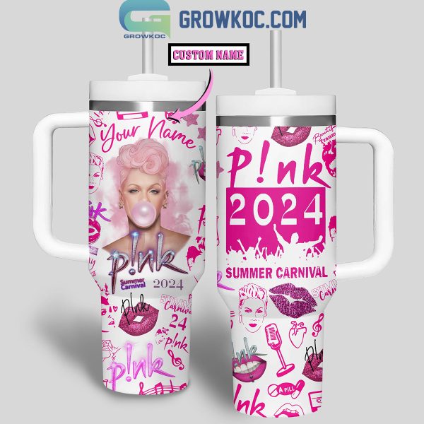 Pink I’d Rather Be At A Summer Carnival Concert 40oz Tumbler White Design