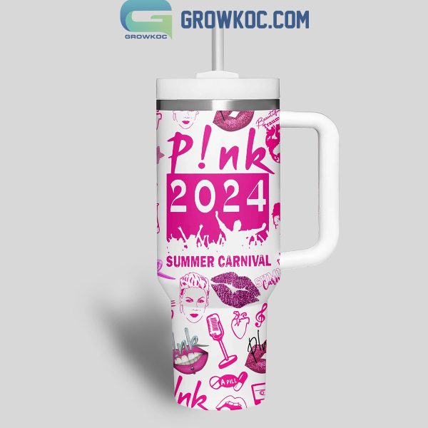 Pink I’d Rather Be At A Summer Carnival Concert 40oz Tumbler White Design