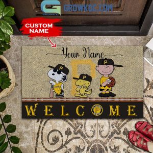 Pittsburgh Pirates Snoopy Peanuts Charlie Brown Personalized Doormat