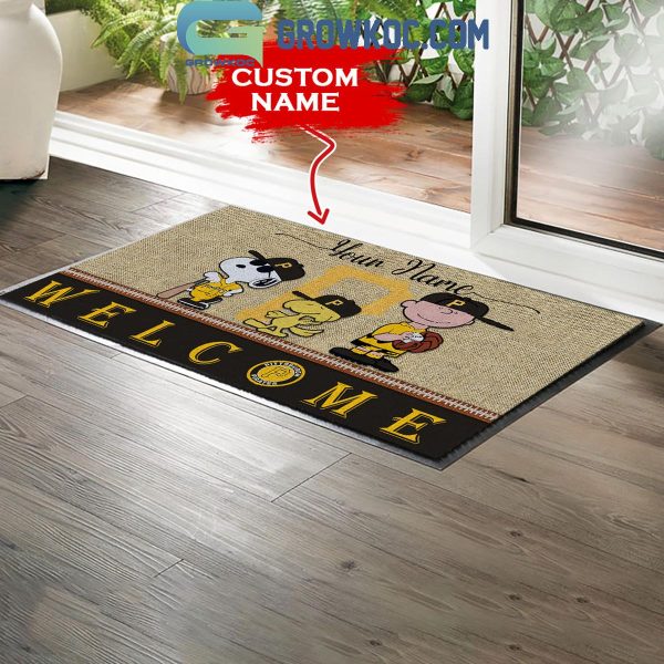 Pittsburgh Pirates Snoopy Peanuts Charlie Brown Personalized Doormat
