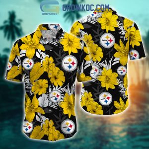 Pittsburgh Steelers Tropical Aloha Hibiscus Flower Hawaiian Shirt