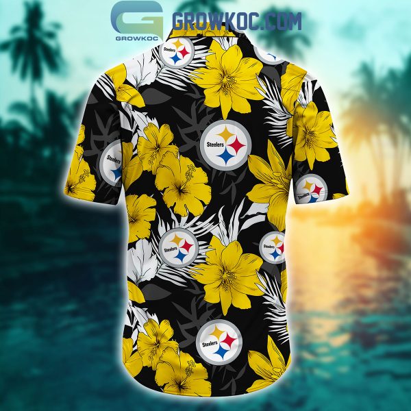 Pittsburgh Steelers Tropical Aloha Hibiscus Flower Hawaiian Shirt