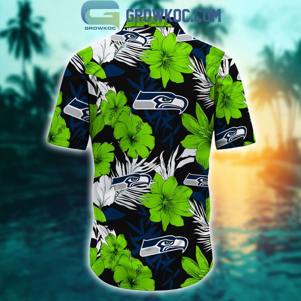 Seattle Seahawks Tropical Aloha Hibiscus Flower Hawaiian Shirt