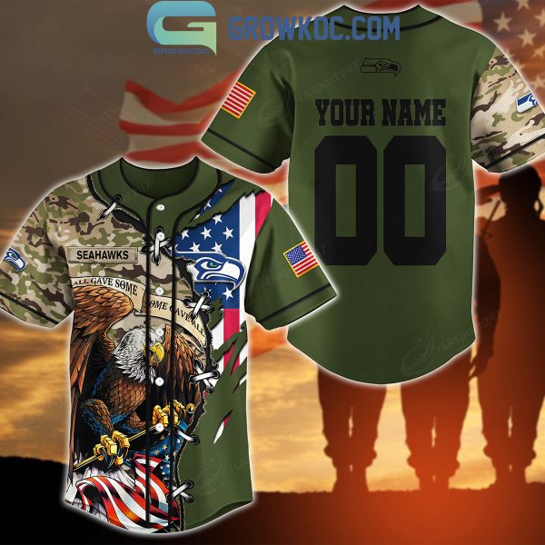 Seattle Seahawks Veteran Proud Of America Personalized Baseball Jersey