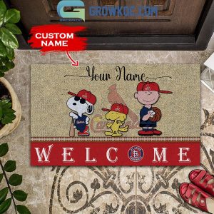 St Louis Cardinals Snoopy Peanuts Charlie Brown Personalized Doormat