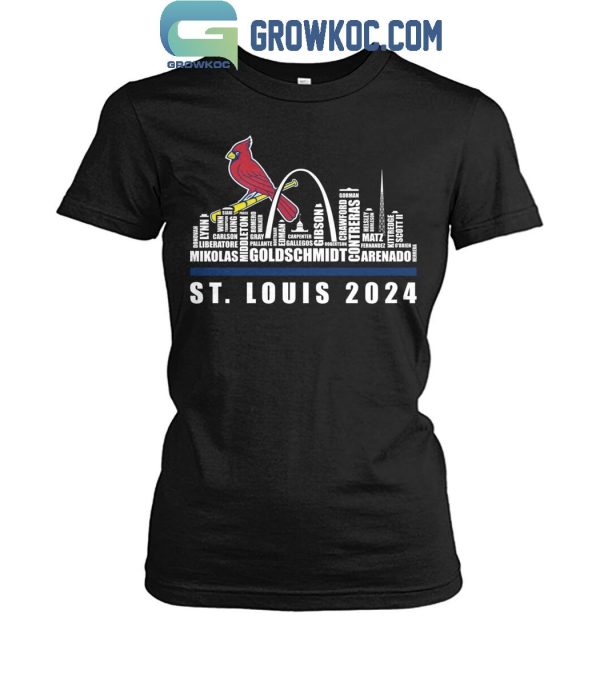 St. Louis Cardinals 2024 Skyline Player Name T-Shirt