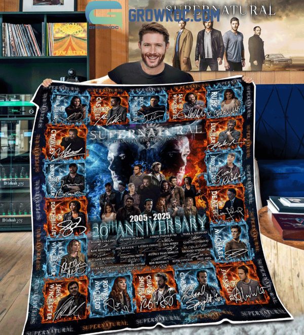 Supernatural 20th Anniversary 2005 2025 Thanks For Memories Fleece Blanket Quilt