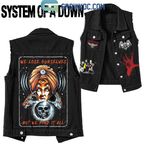 System Of A Down We Lose Ourselves But We Find It All Sleeveless Denim Jacket